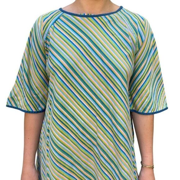 Vintage 1960s Womens Rainbow Striped Geometric Mid Mod Retro Mini Dress Sz M - Picture 3 of 7